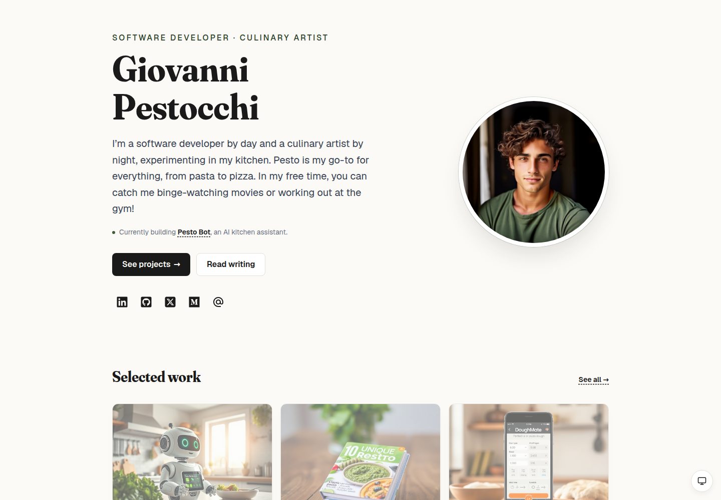 pesto · Desktop homepage