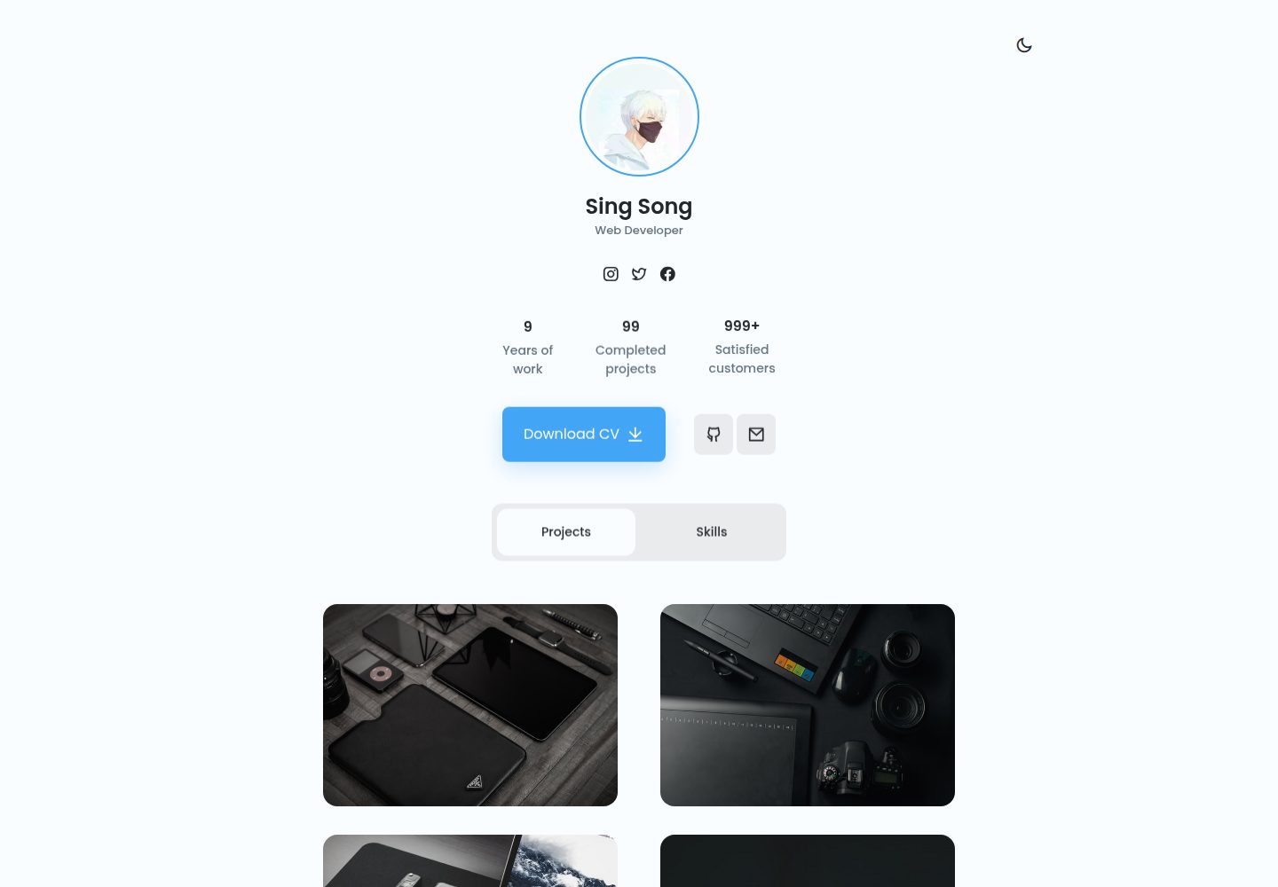 Portfolio-Minimal · 桌面端首页