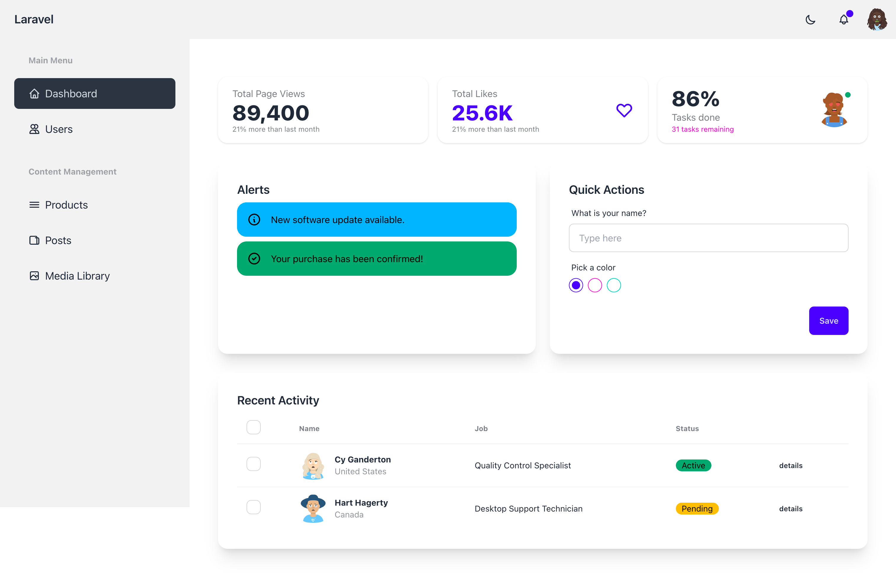 laravel-daisyui-starter 网站模板截图