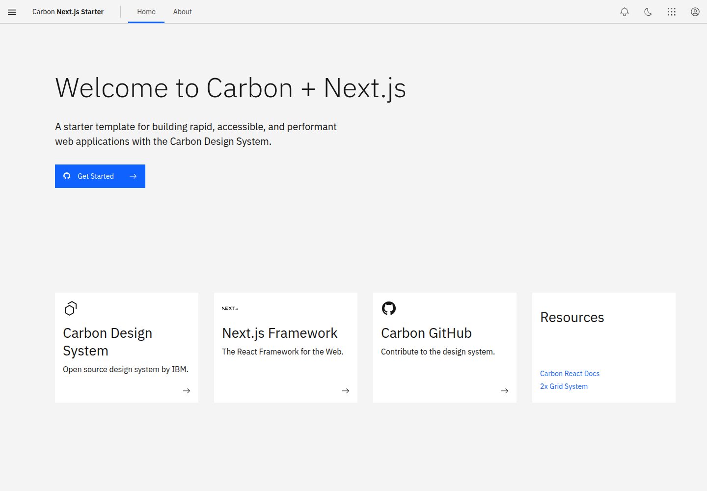 nextjs-carbon-template · 桌面端首页