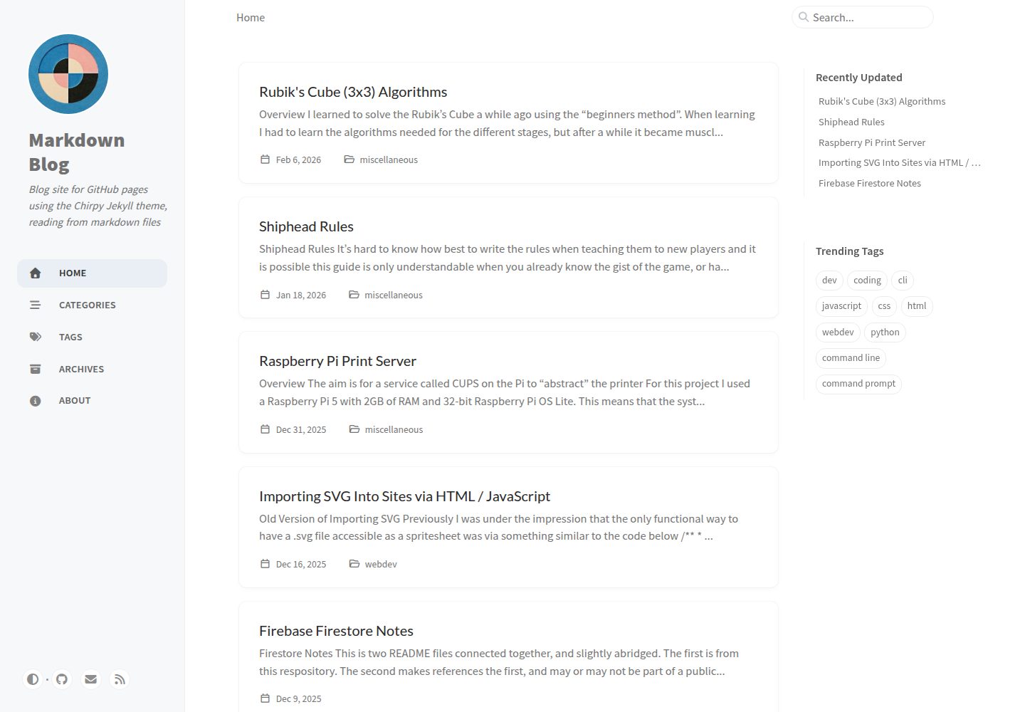 markdown-blog 网站模板截图