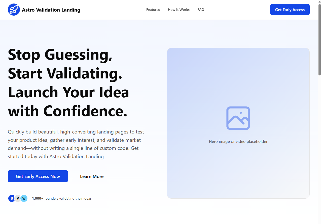astro-validation-landing 网站模板截图