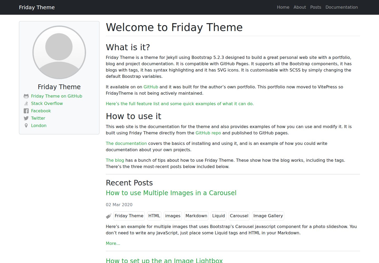 friday-theme · Desktop homepage