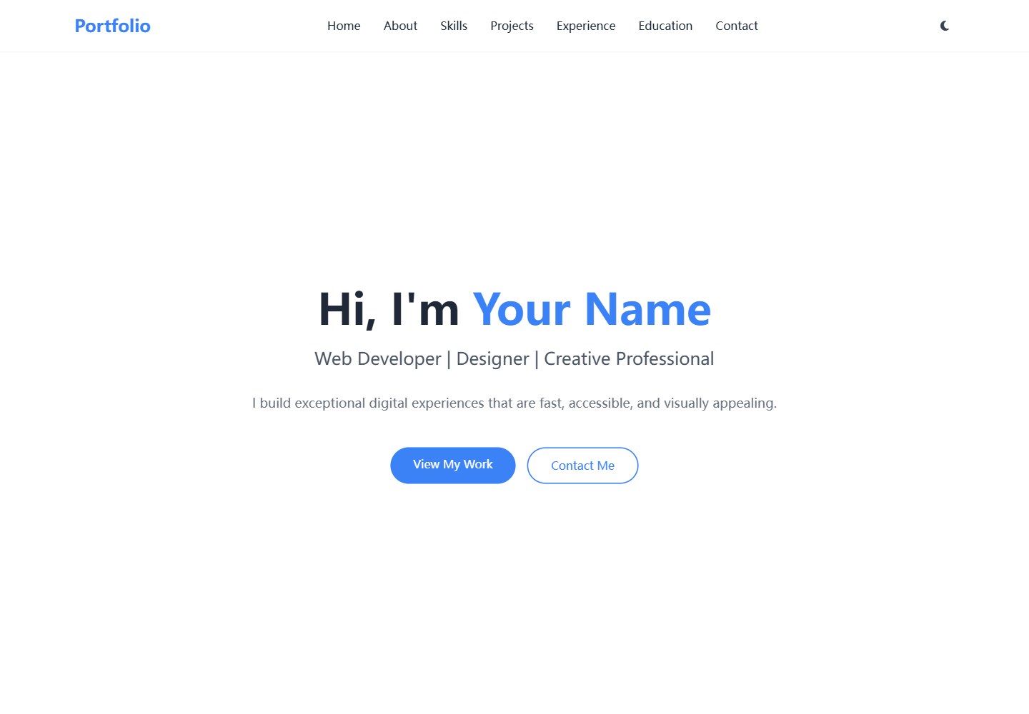 Portfolio_Website_templete · Desktop homepage