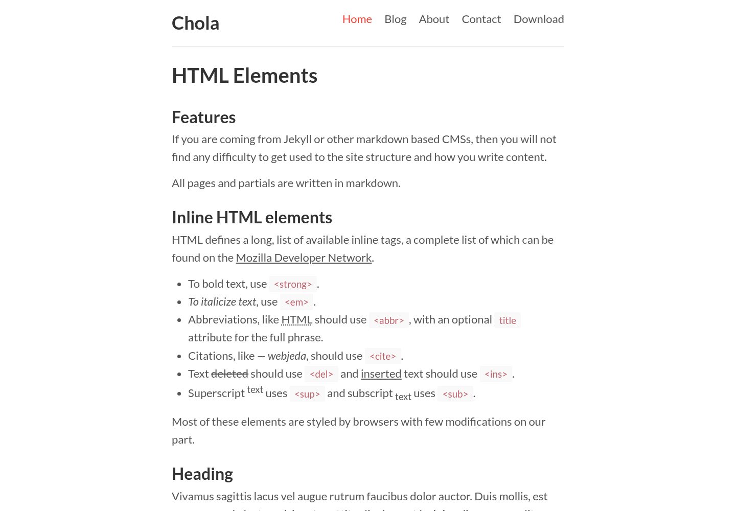 chola 网站模板截图