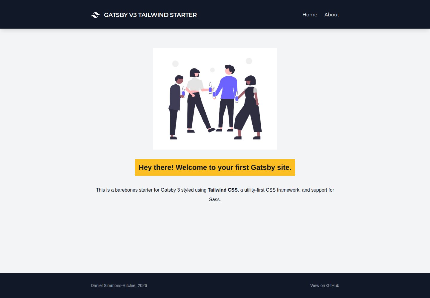 gatsby-v3-tailwind-starter · Desktop homepage