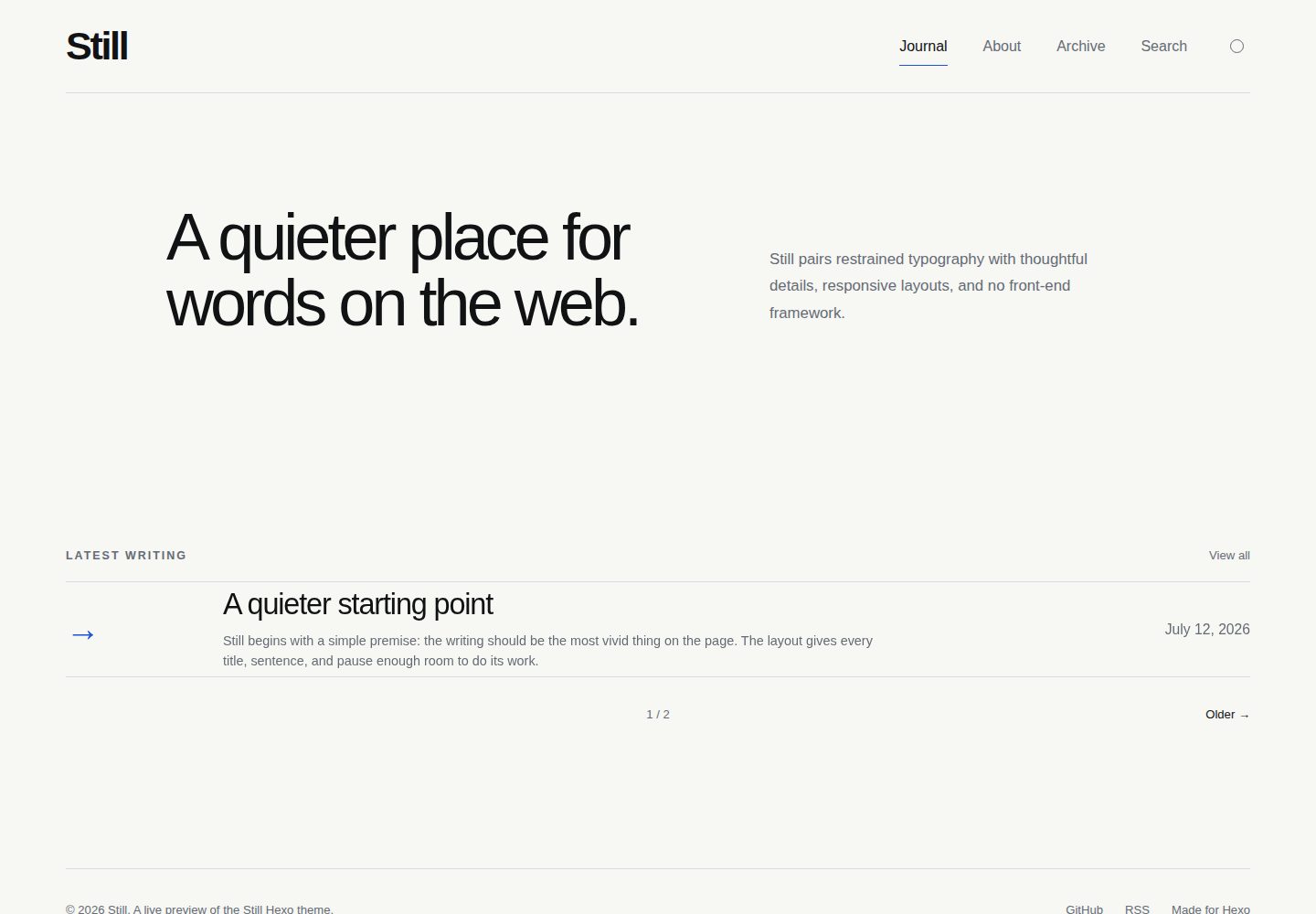 hexo_theme_still 网站模板截图