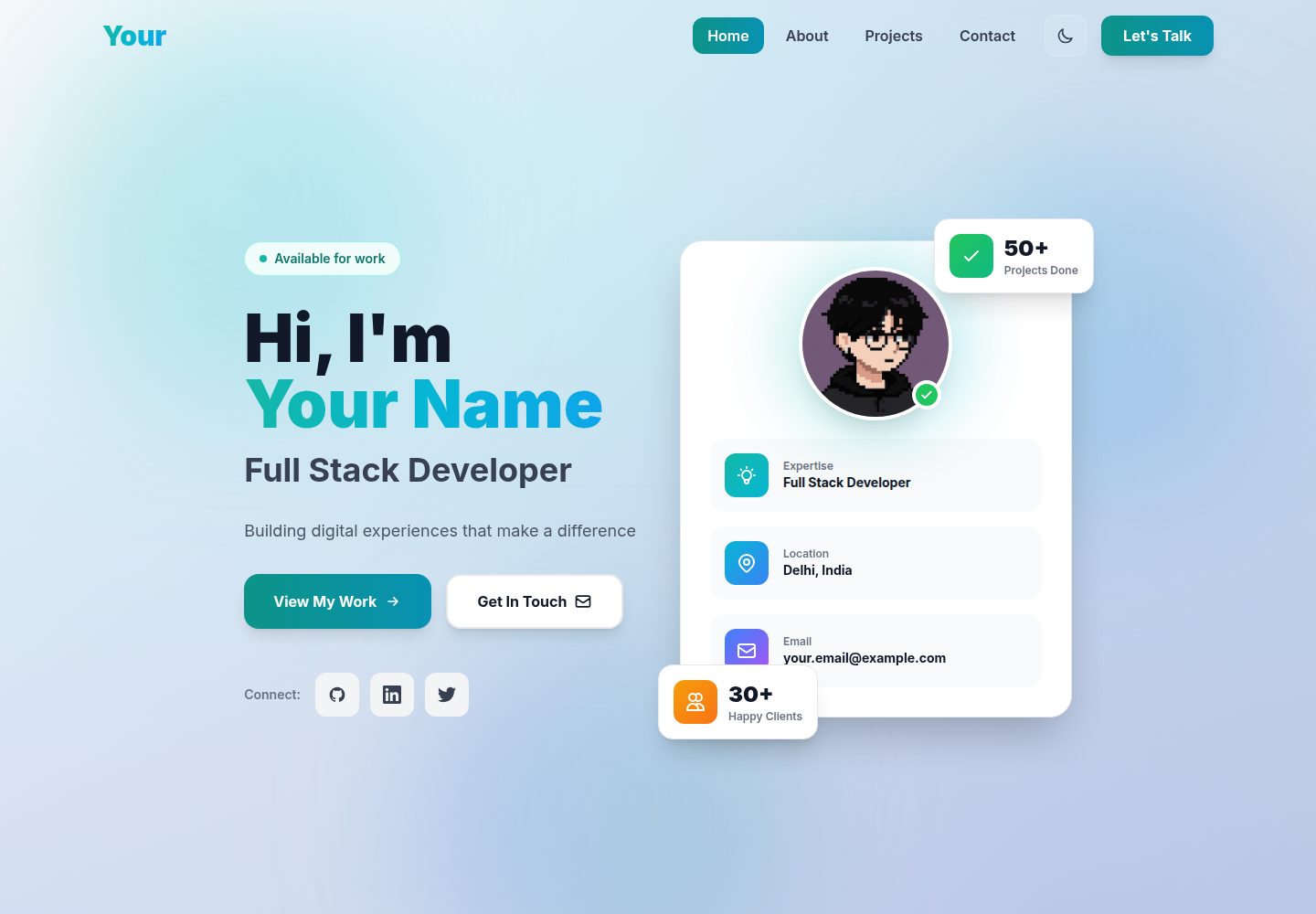 Modern-Portfolio-Template · Desktop homepage