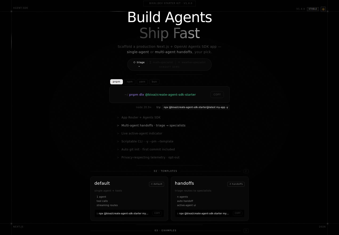 bixai-nextjs-agentsdk-statter-kit · 桌面端首页