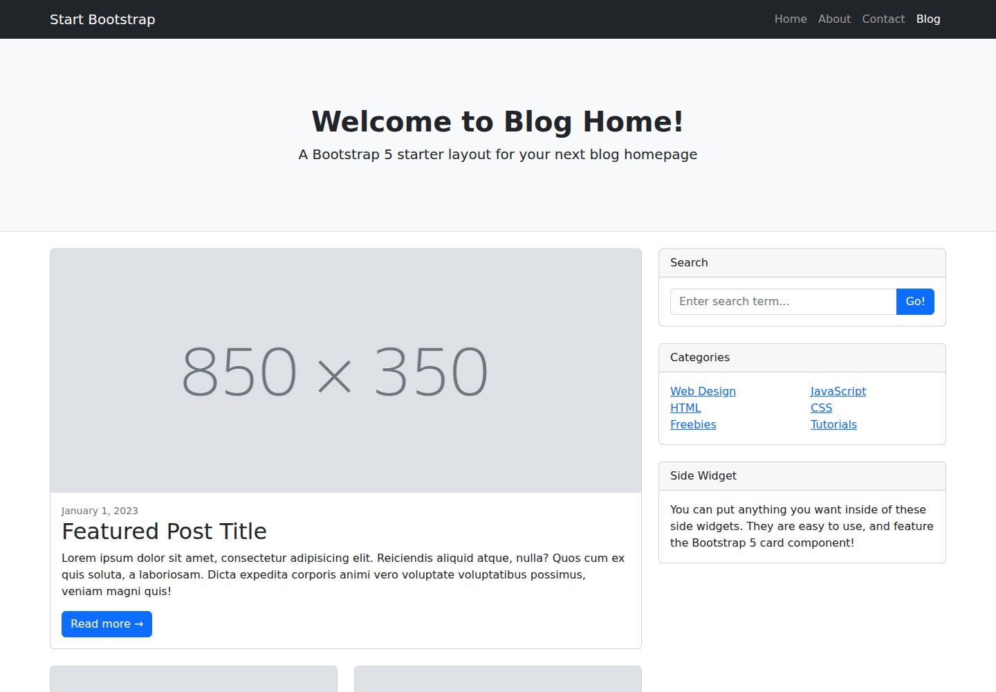 startbootstrap-blog-home 网站模板截图