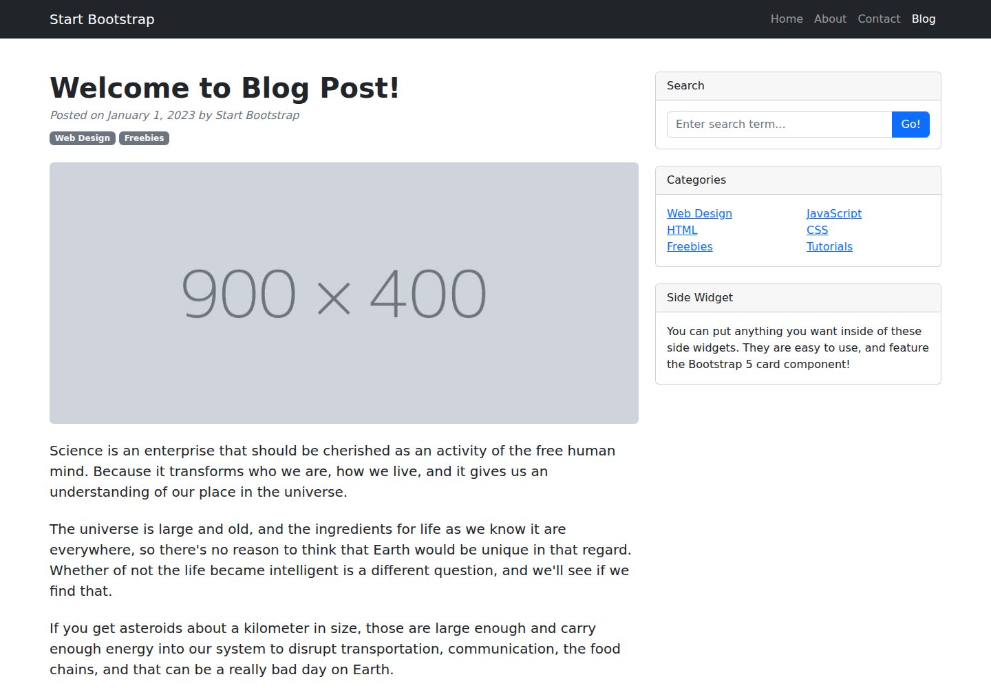 startbootstrap-blog-post 网站模板截图