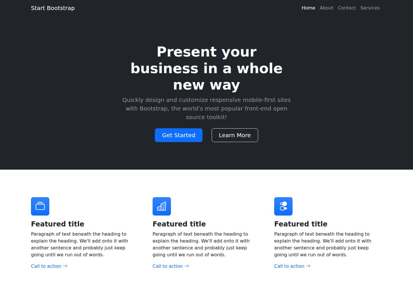startbootstrap-business-frontpage 网站模板截图