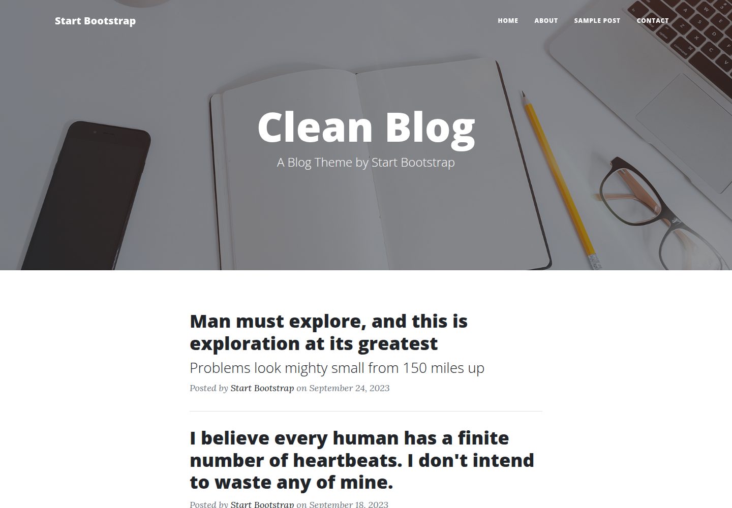 startbootstrap-clean-blog 网站模板截图
