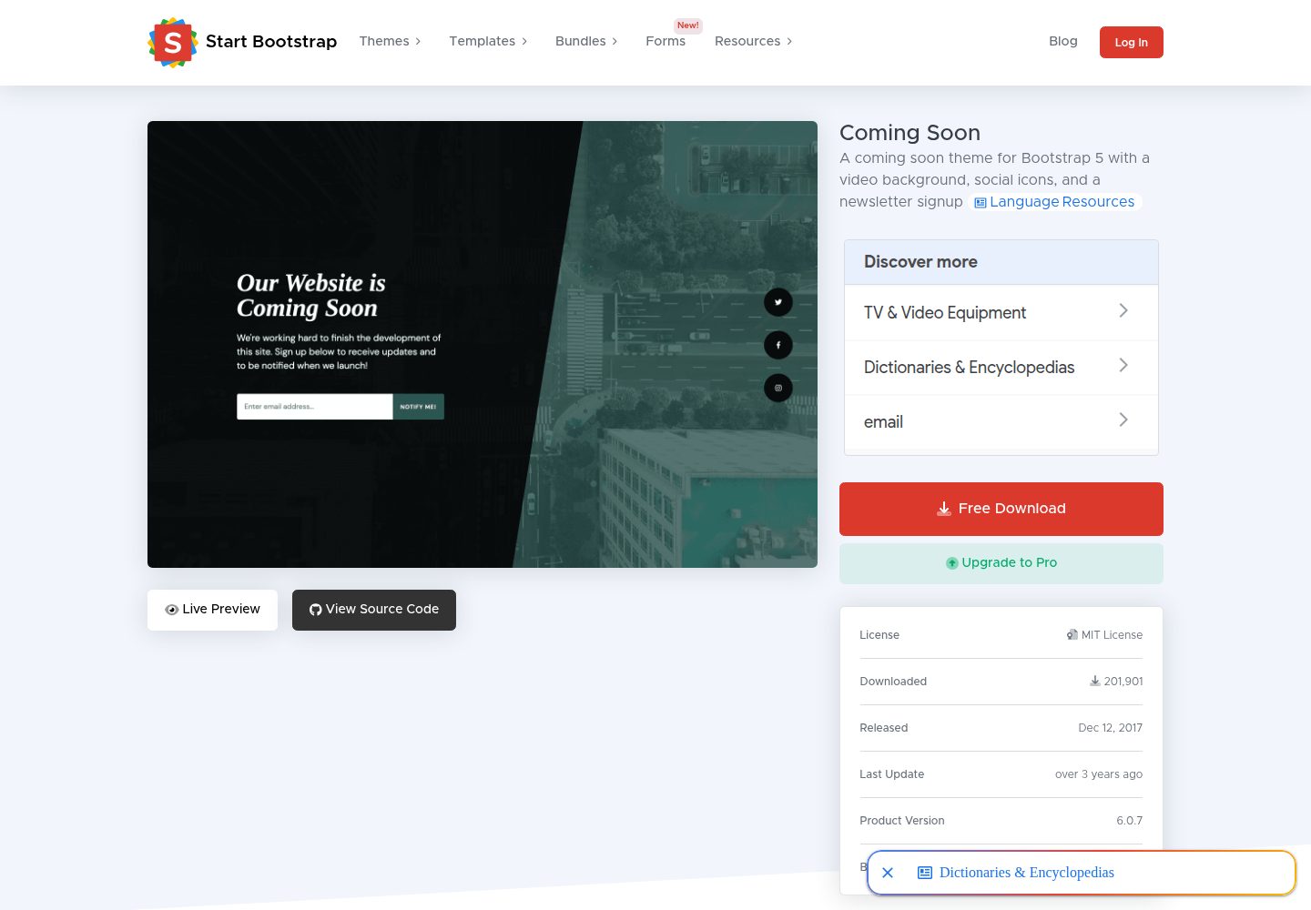 startbootstrap-coming-soon 网站模板截图