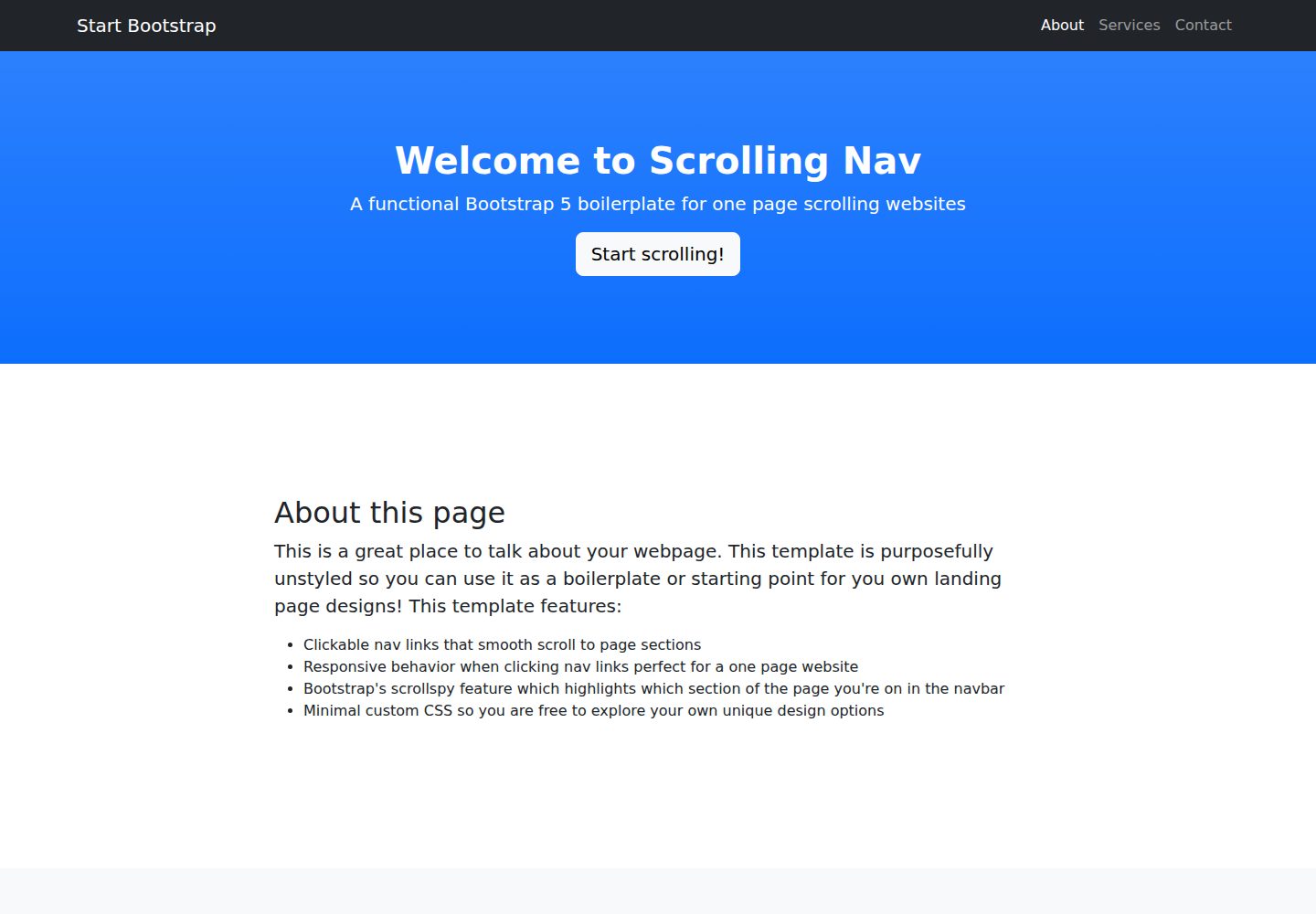 startbootstrap-scrolling-nav 网站模板截图