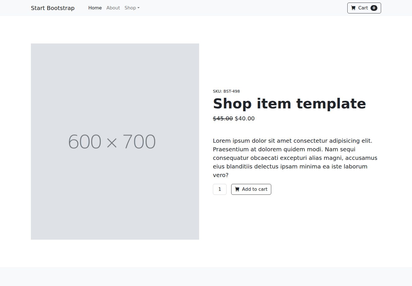 startbootstrap-shop-item 网站模板截图