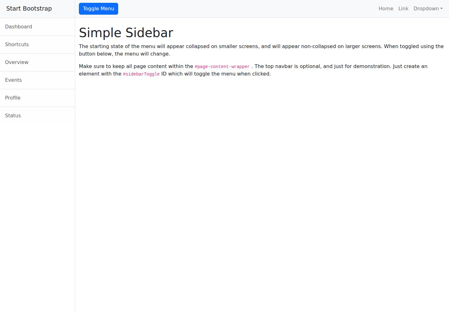startbootstrap-simple-sidebar 网站模板截图