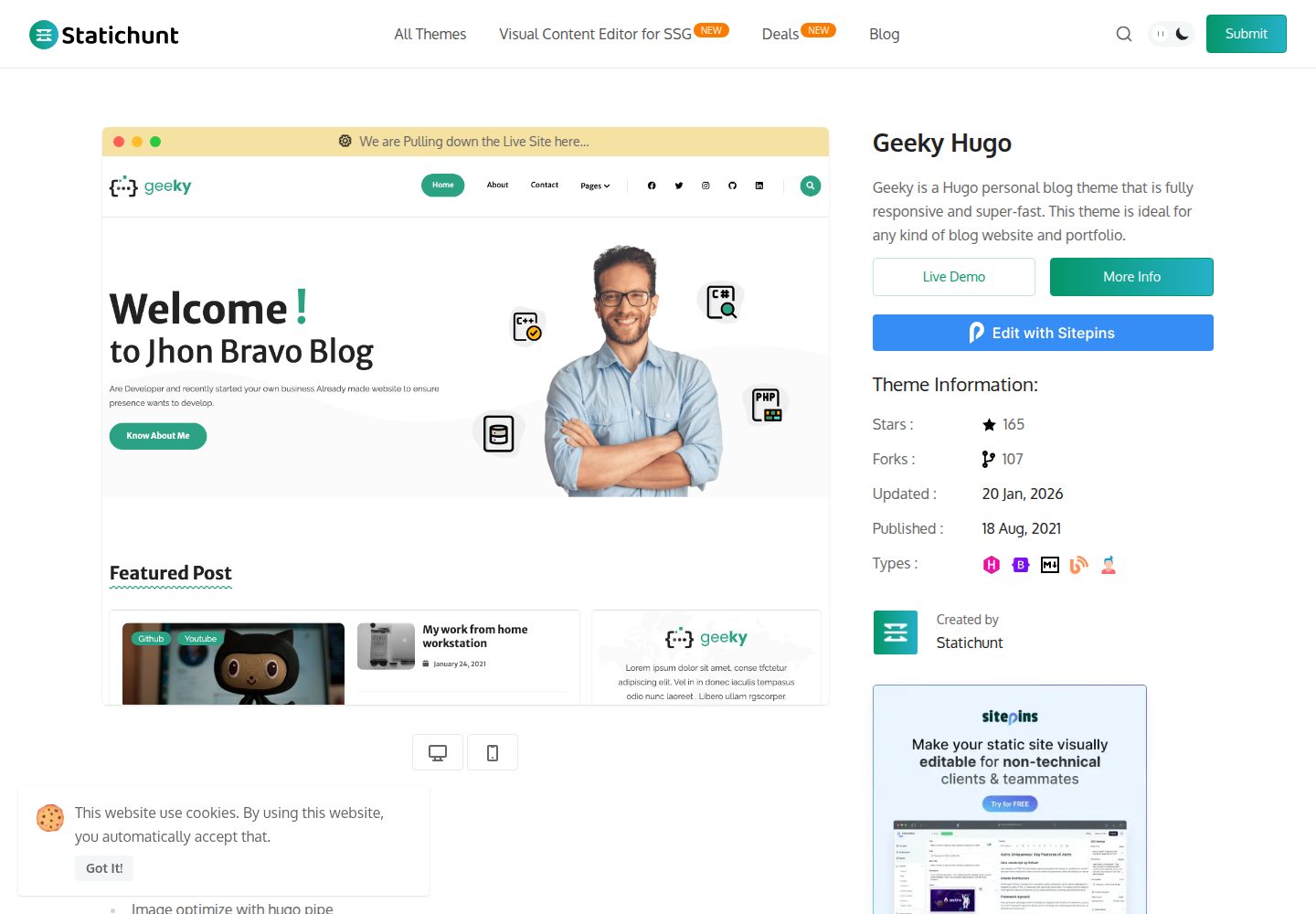 geeky-hugo 网站模板截图