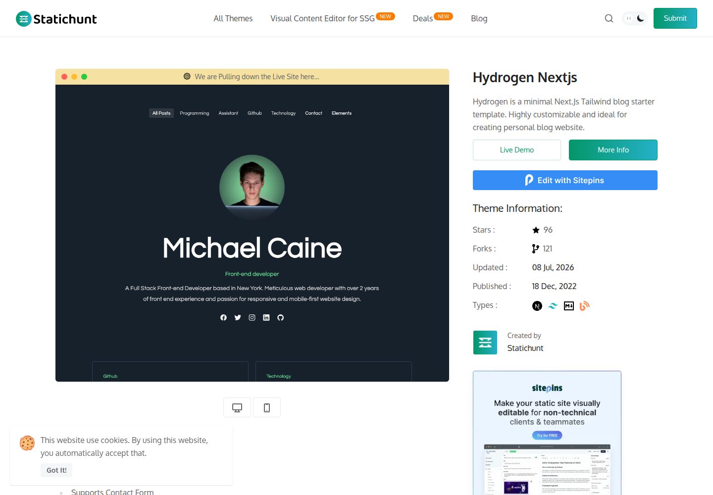 hydrogen-nextjs 网站模板截图