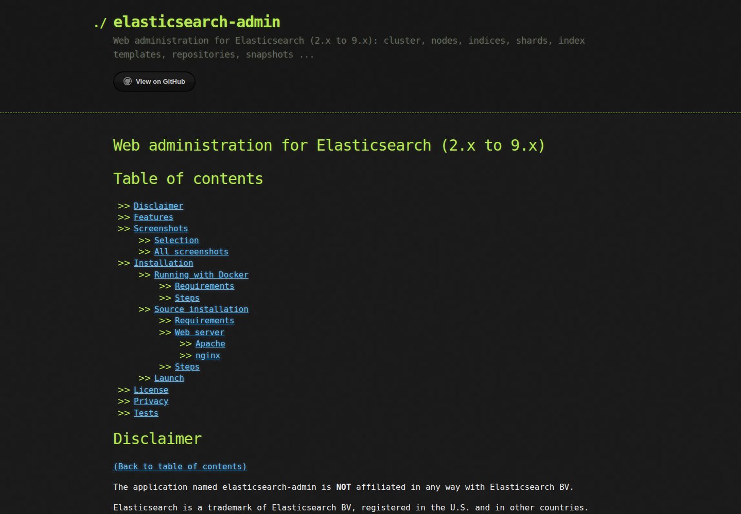 elasticsearch-admin 网站模板截图