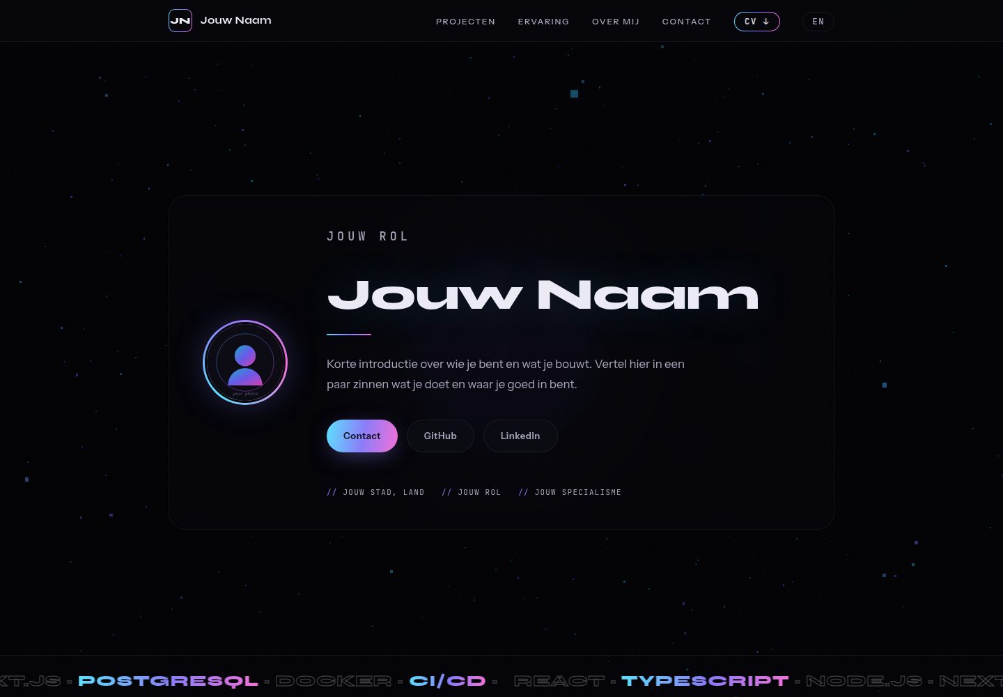 portfolio-template · Desktop homepage