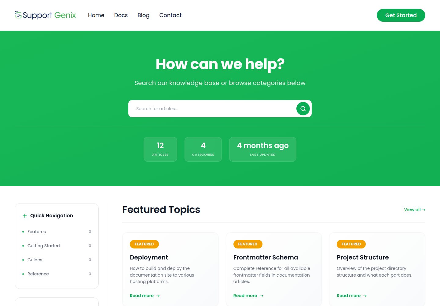 supportgenix-docs 网站模板截图