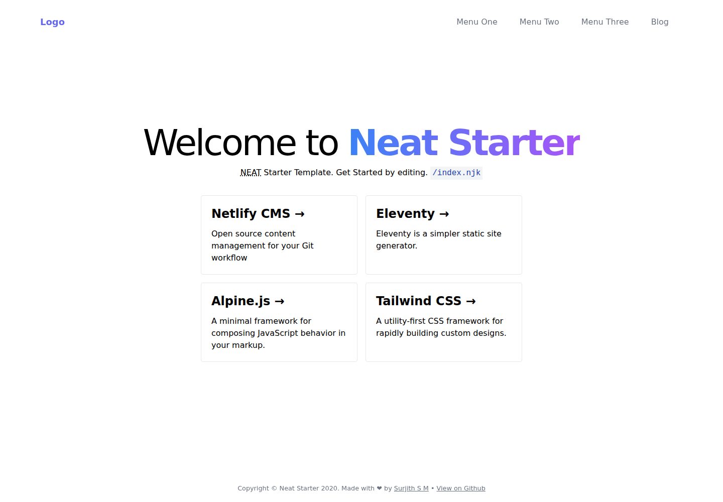 neat-starter 网站模板截图