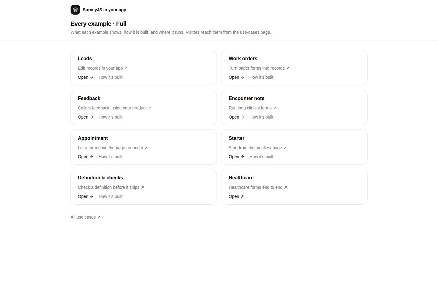 surveyjs-shadcn-starter · Desktop homepage