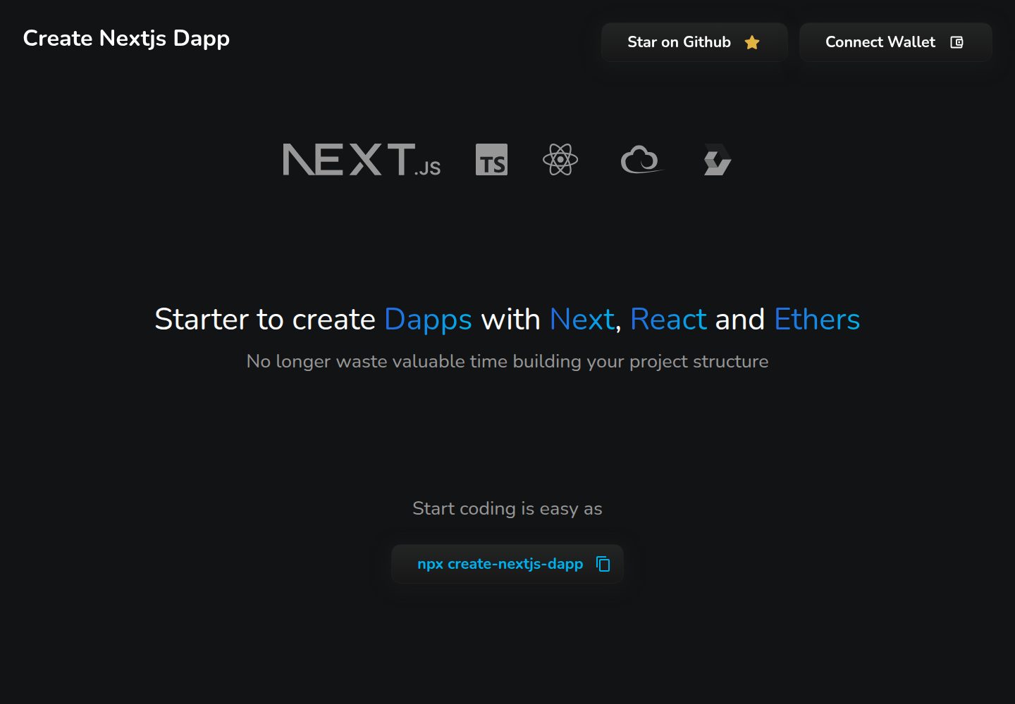 create-nextjs-dapp 网站模板截图