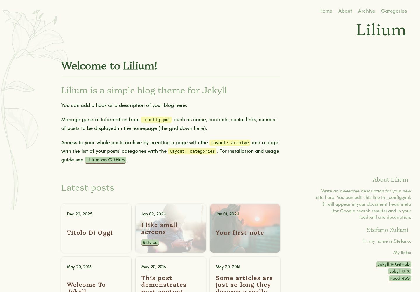 lilium-jekyll-theme 网站模板截图