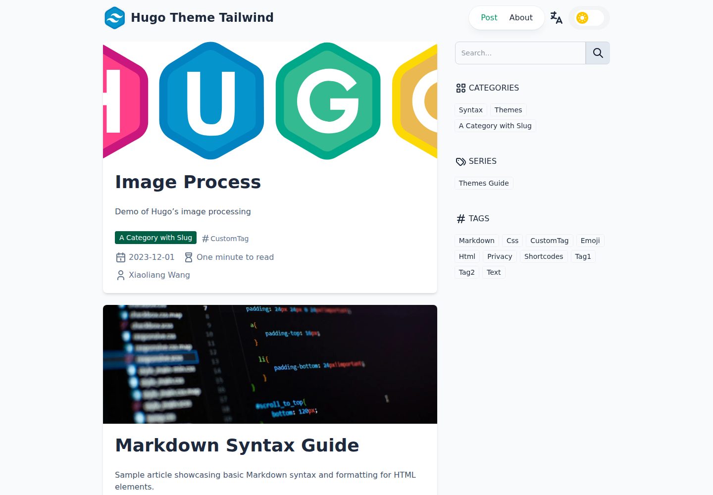 hugo-theme-tailwind 网站模板截图