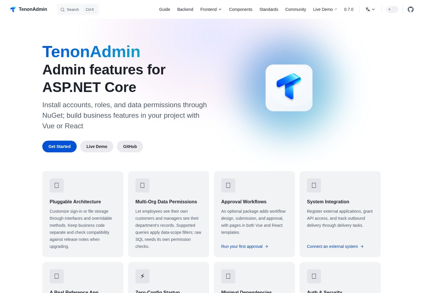 TenonAdmin 网站模板截图