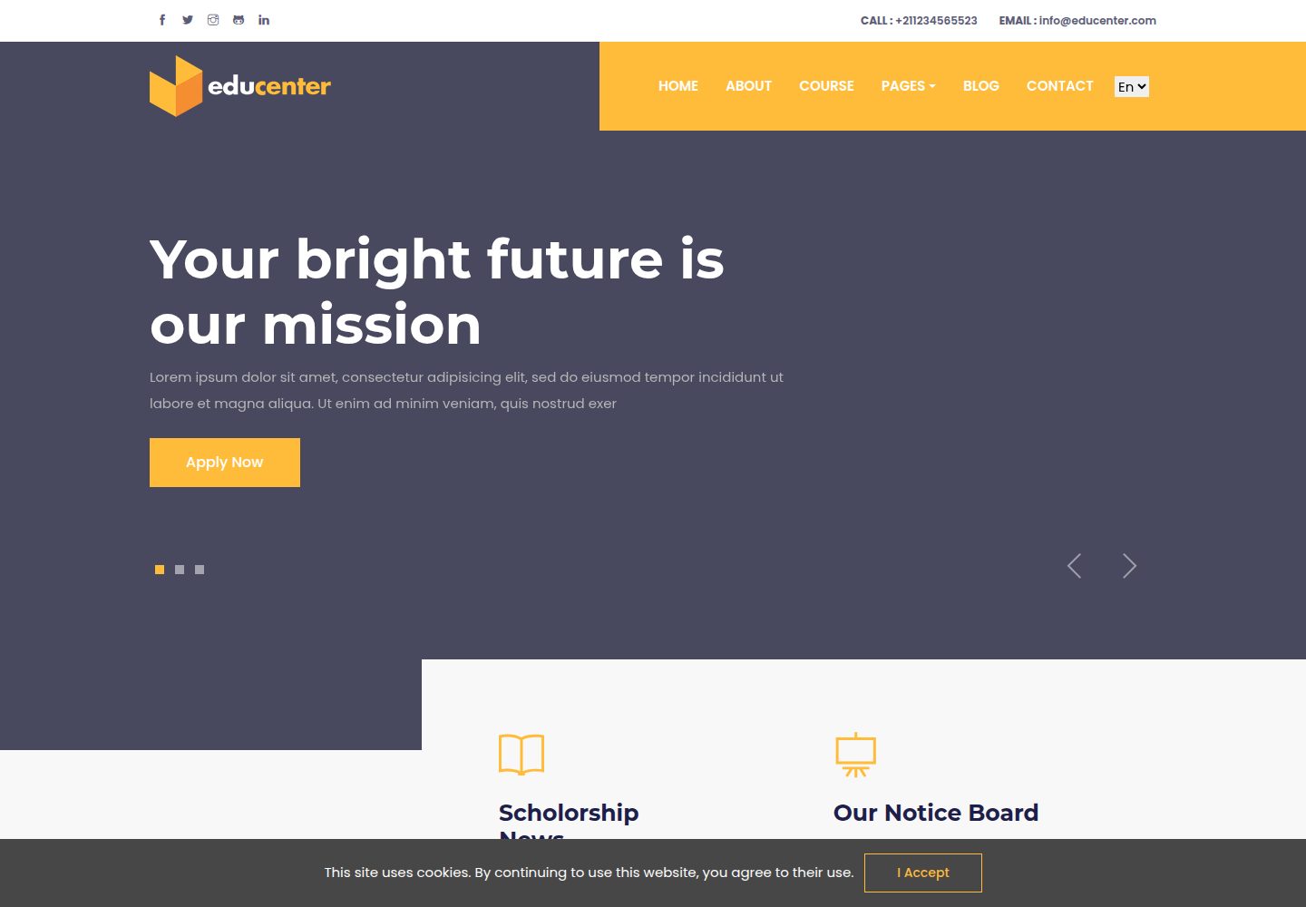 educenter-hugo 网站模板截图