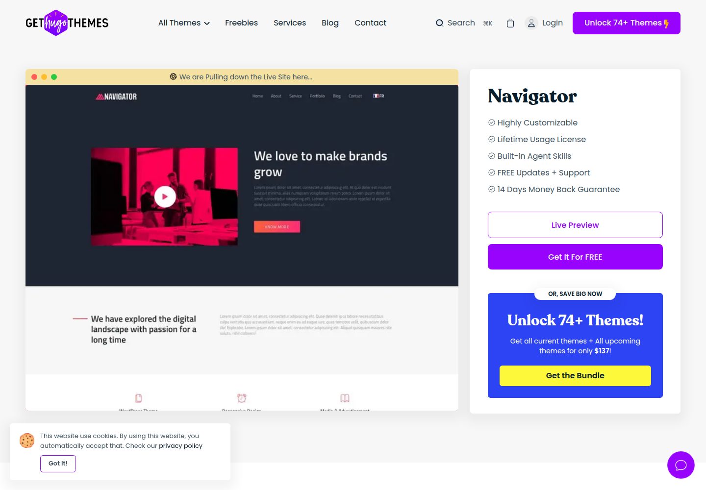 navigator-hugo 网站模板截图
