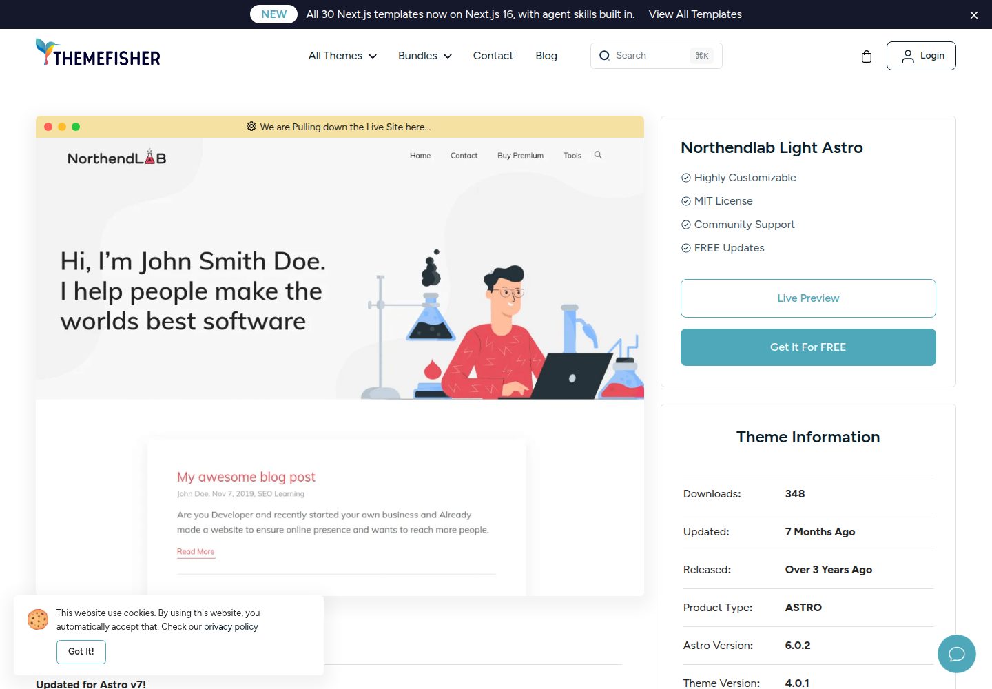 northendlab-light-astro 网站模板截图