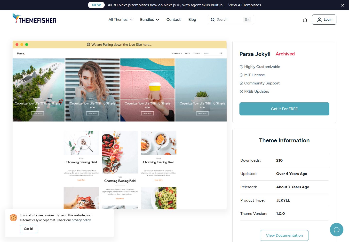 parsa-jekyll 网站模板截图