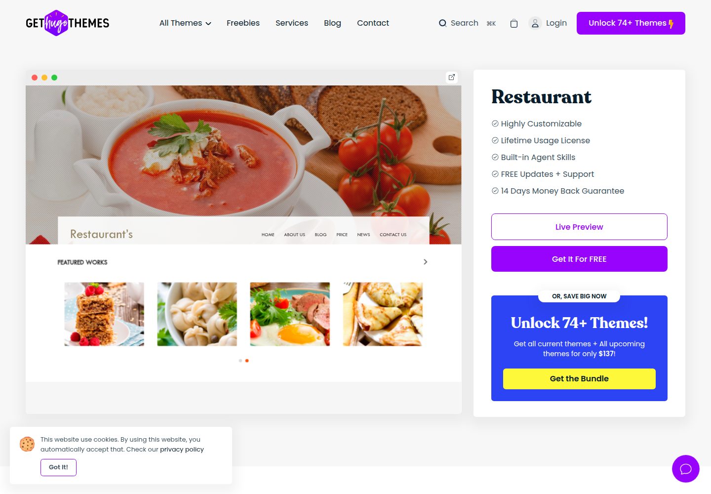 restaurant-hugo 网站模板截图
