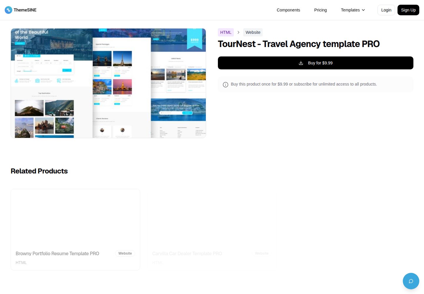 TourNest 网站模板截图