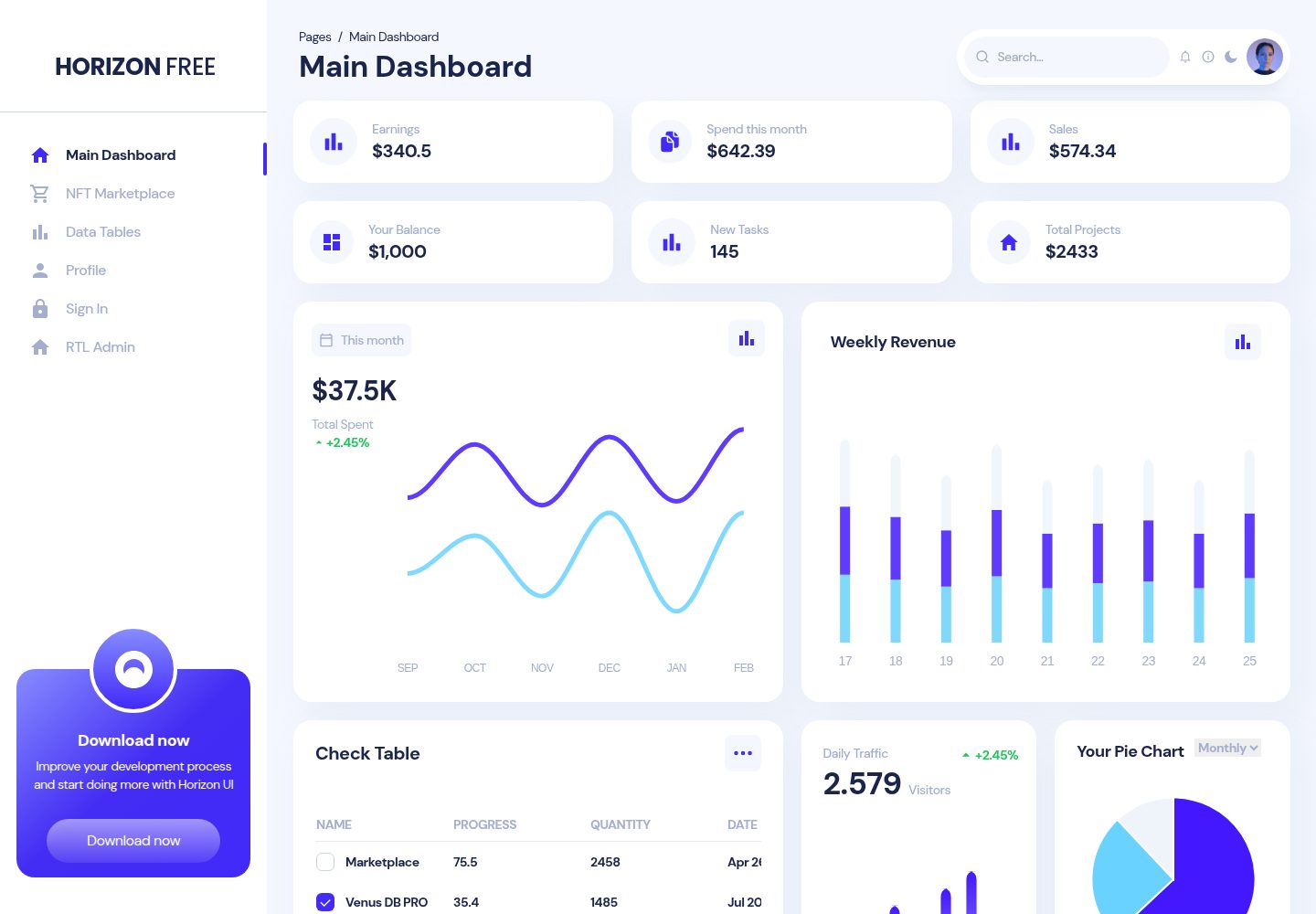 horizon-react 网站模板截图