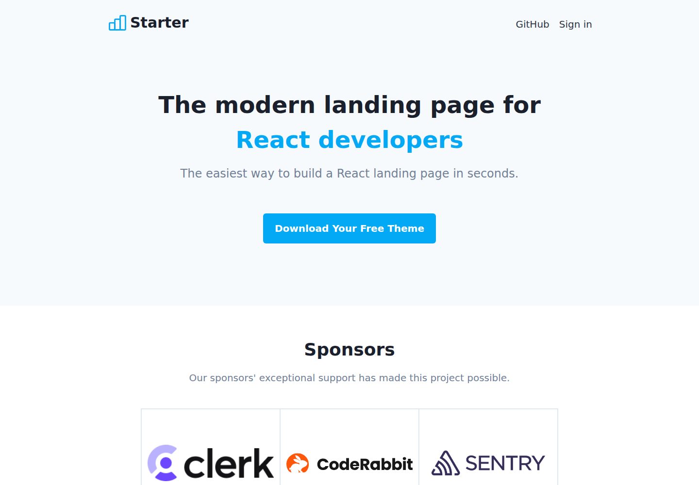 starter 网站模板截图