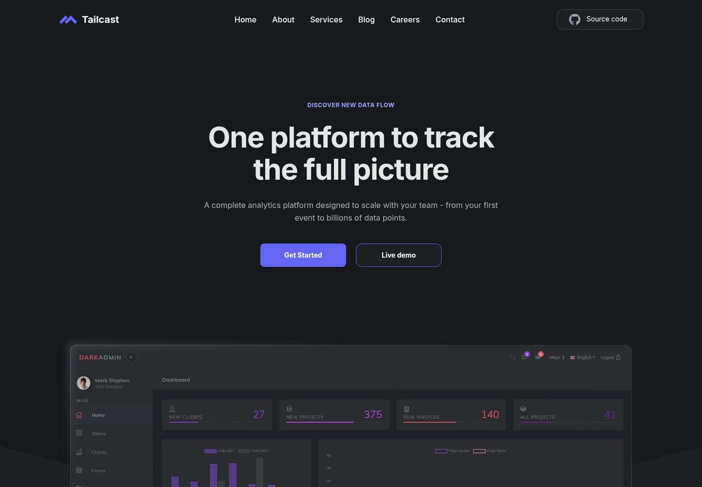tailcast 网站模板截图
