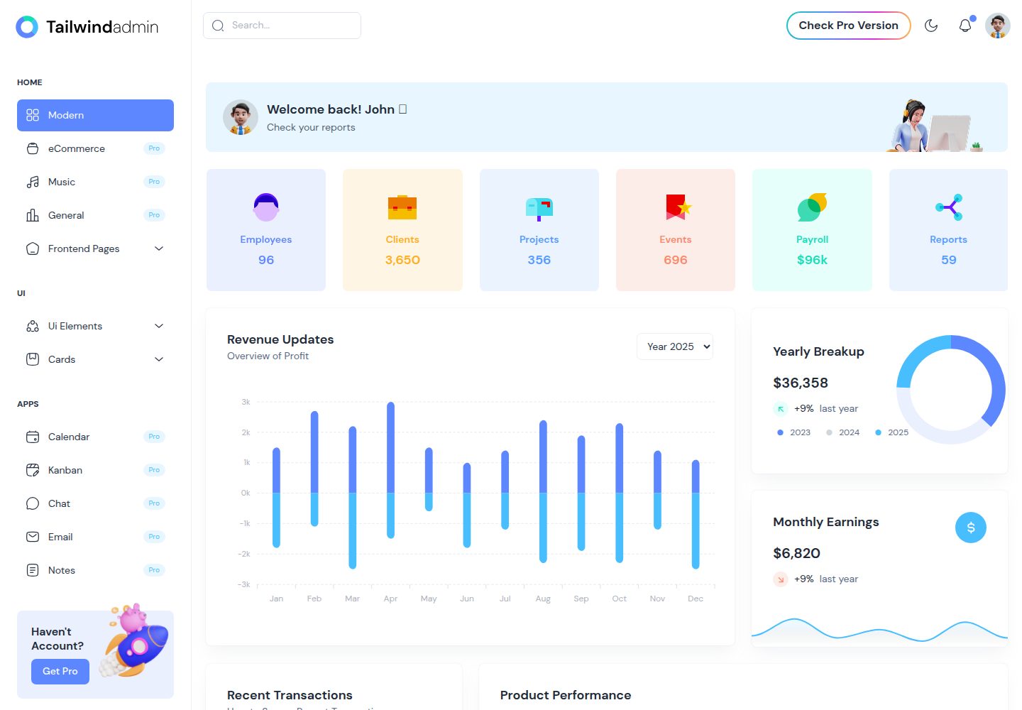 tailwindadmin 网站模板截图