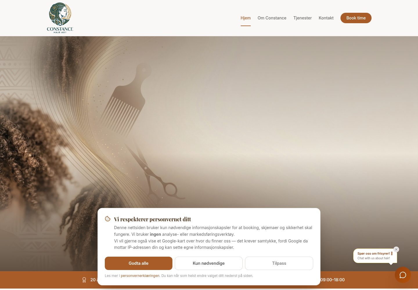 afro-hair-salon-website · Desktop homepage