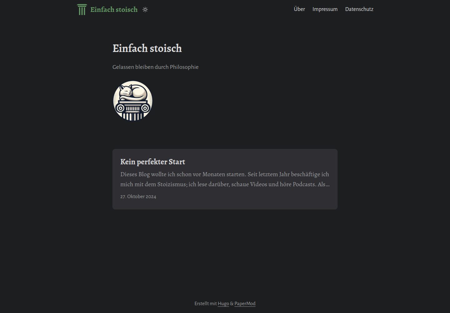einfachstoisch-hugo · Desktop homepage