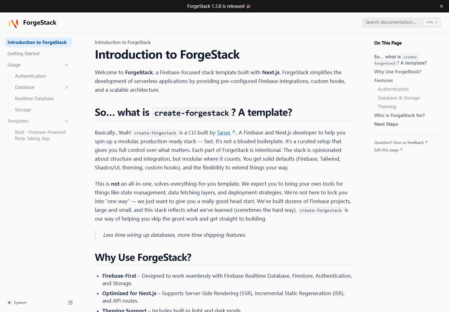create-forgestack · Desktop homepage