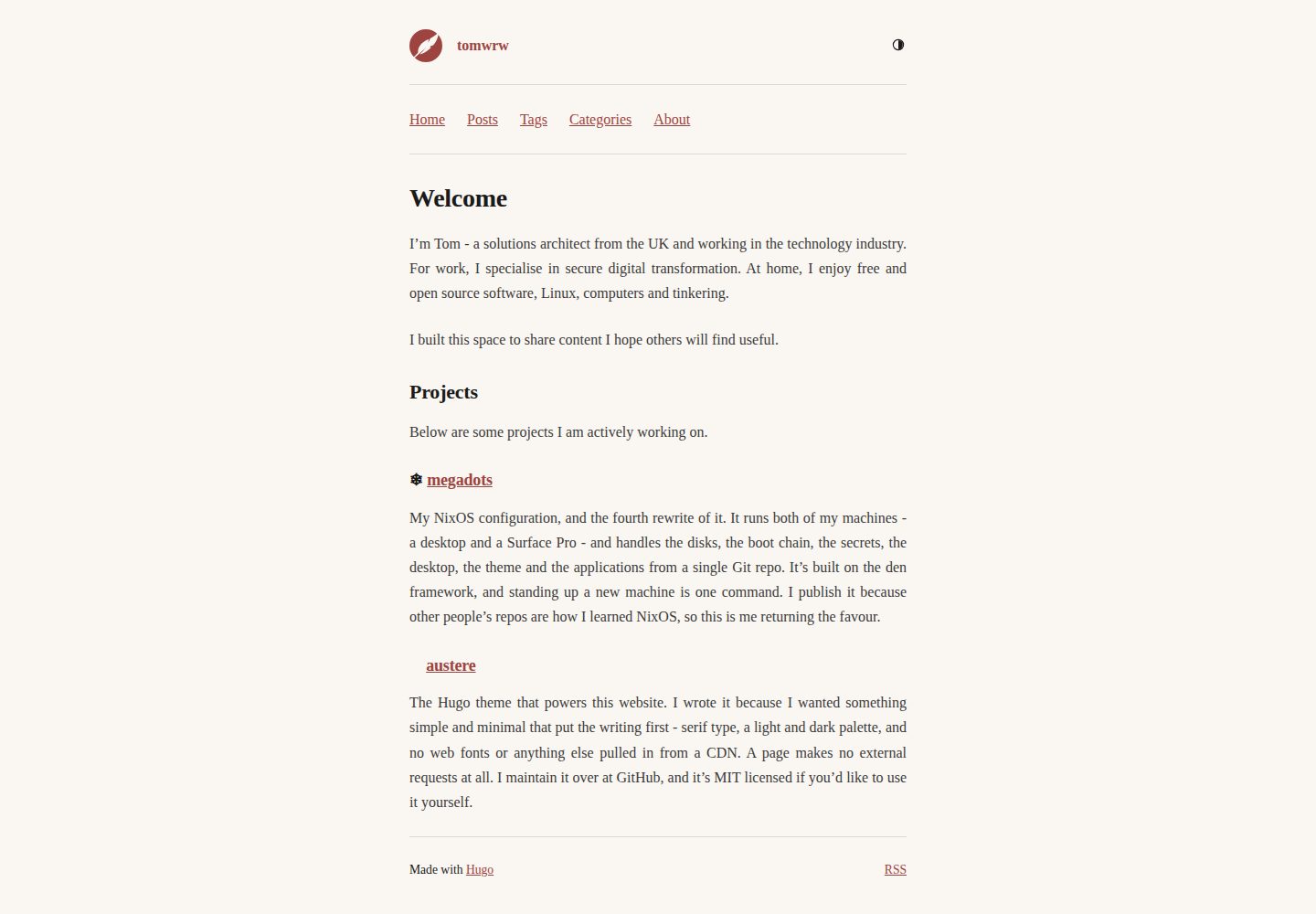 austere-theme-hugo 网站模板截图