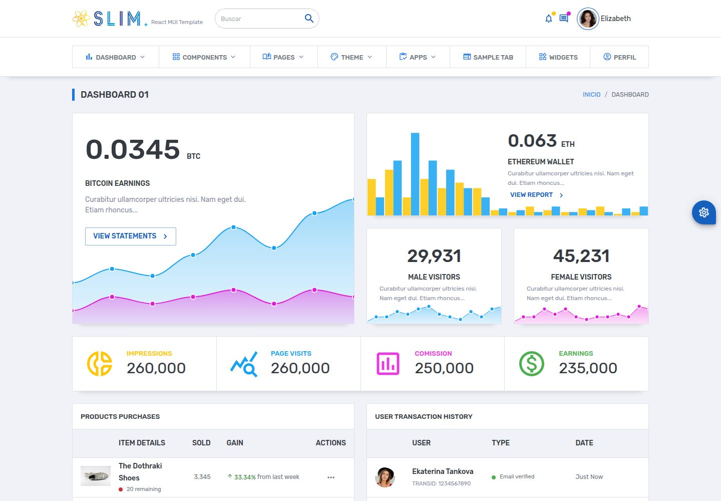 slim-free-react-mui-template 网站模板截图