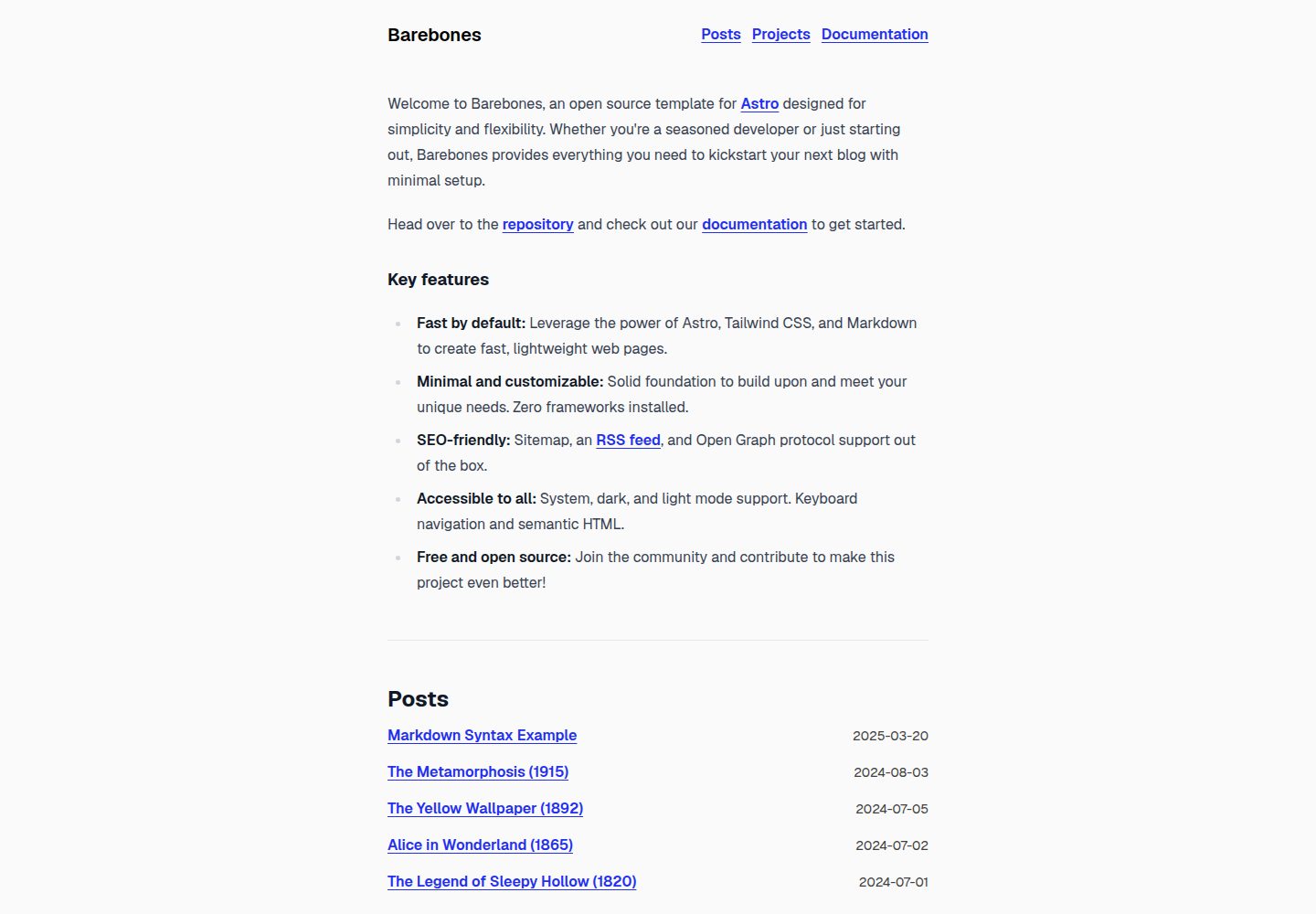 barebones 网站模板截图