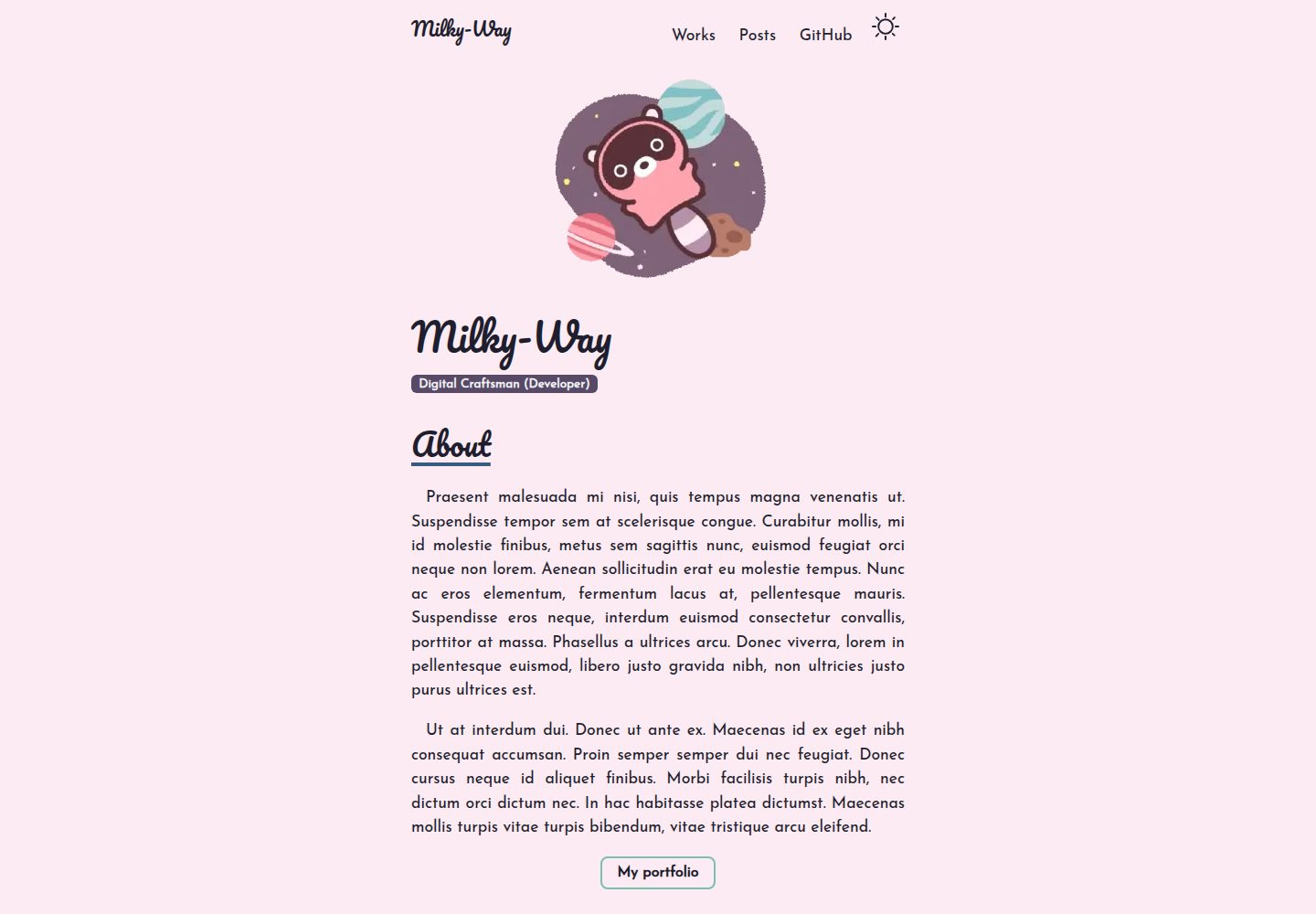 Milky-Way 网站模板截图