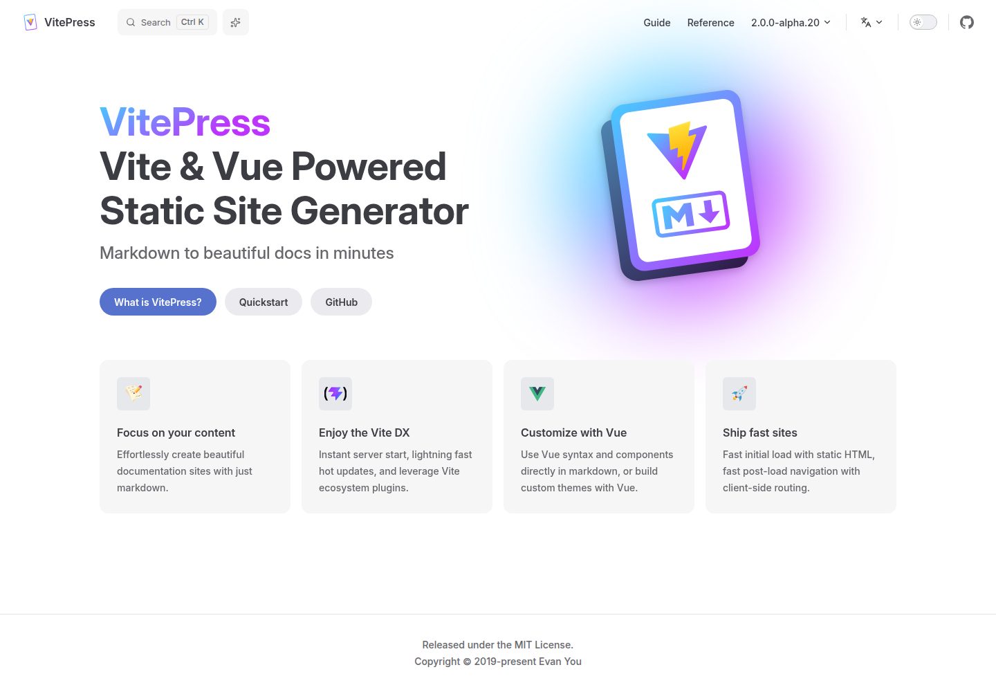 vitepress-template 网站模板截图